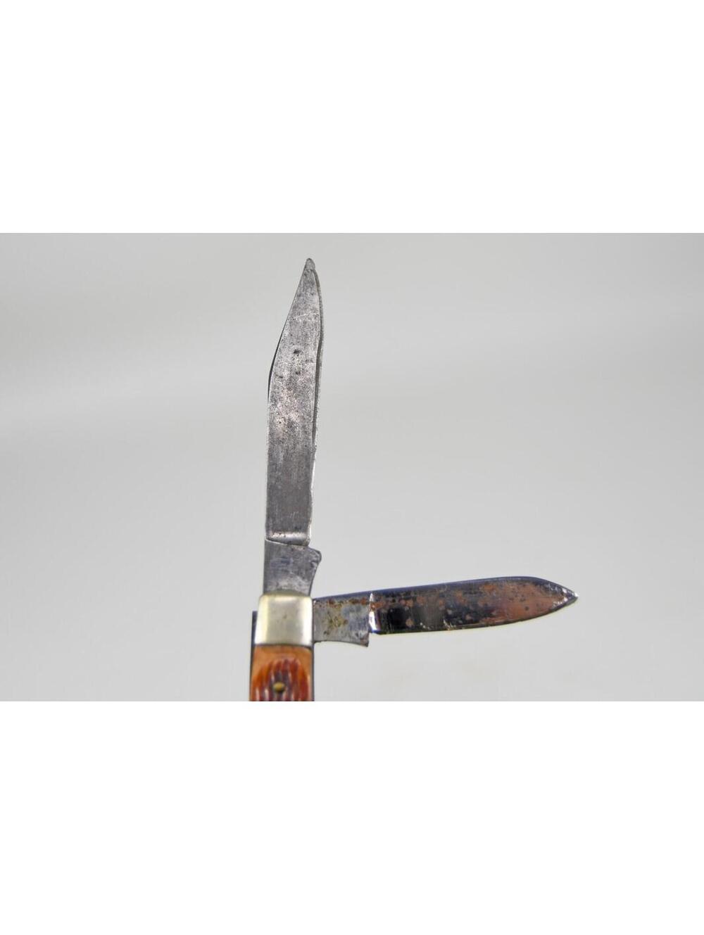 Sabre Pocket Folding Knife Japan 2 Blade Bone Handle 1950s Era - Picture 4 of 9
